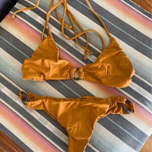 Posh Pua Burnt Orange Bikini Set with Coconut Ring Accents
